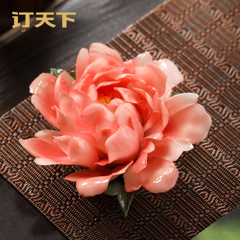 《牡丹花》新中式陶瓷牡丹花线香插女士线香座香薰炉茶室装饰摆件