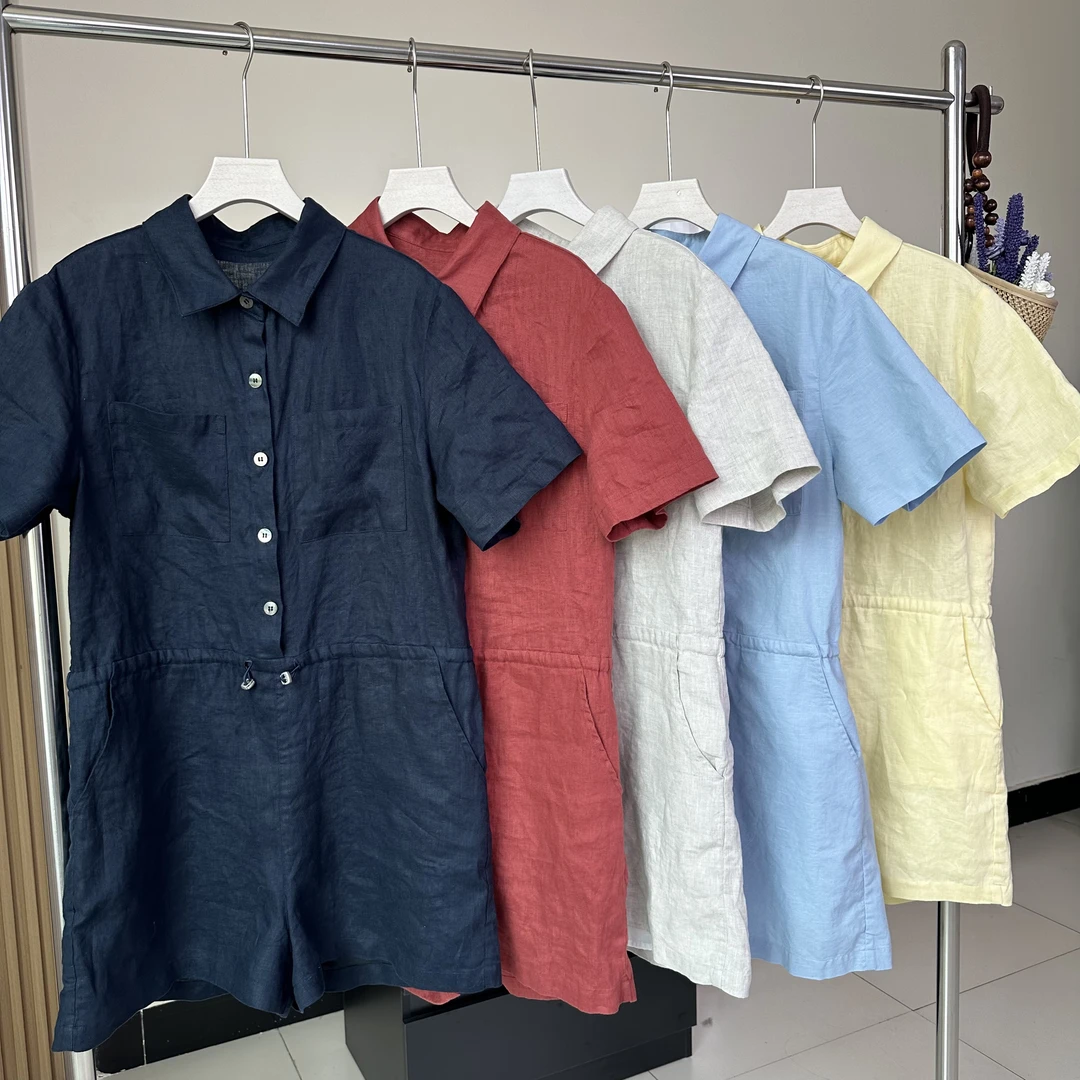 亚麻工装连体短裤-8251270