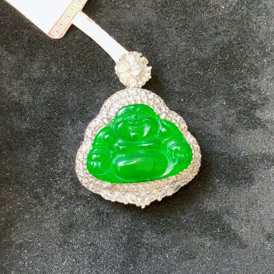 天然翡翠a货吊坠佛公