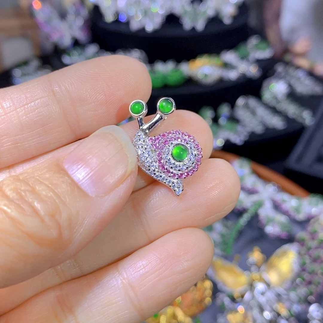 翡翠颈饰银S925镶嵌天然翡翠