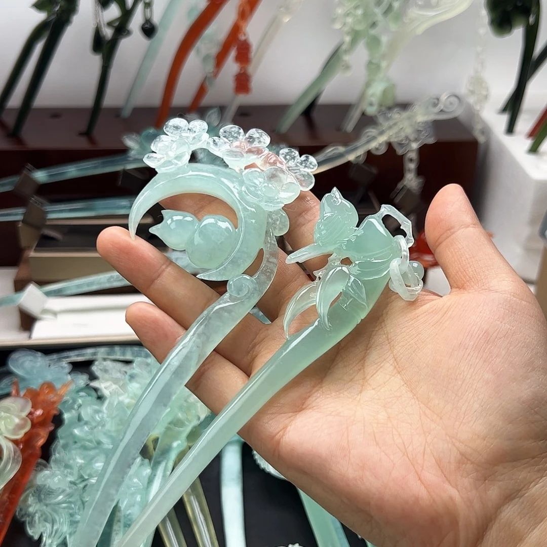 蛇纹石玉发饰未镶嵌梦****）