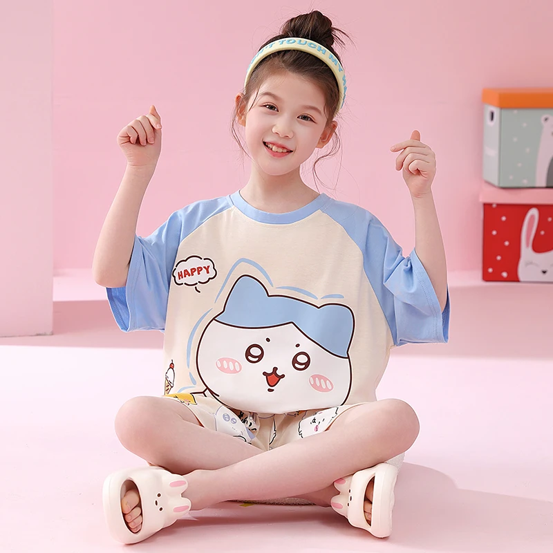 2025新款儿童睡衣女童夏季薄款短袖棉质女孩卡皮巴拉中大童家居服