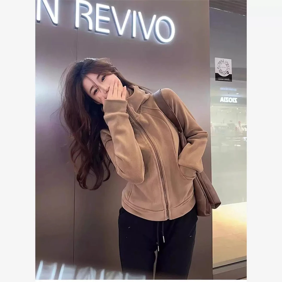 1006#秋冬升级美式叠搭双面绒保暖连帽外套