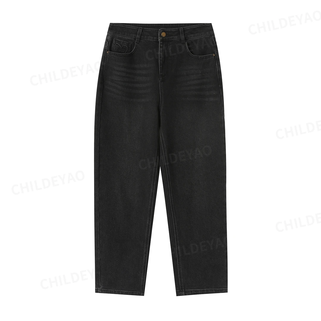 休闲显瘦高腰九分牛仔裤黑色烟管裤CYC51017K