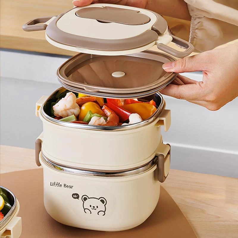 多层饭盒304不锈钢上班族可微波炉加热便当盒学生儿童汤碗便当盒