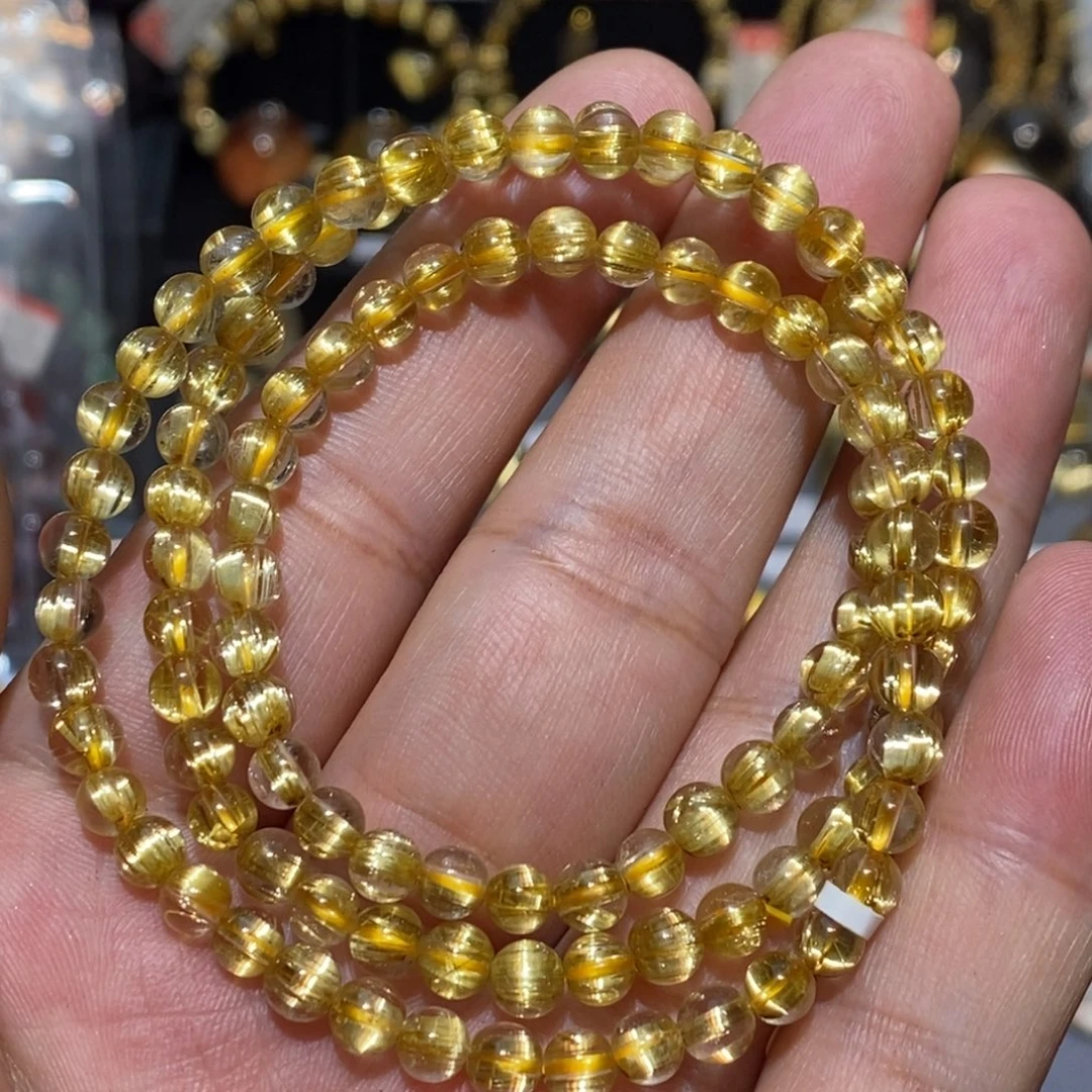 手链未镶嵌水晶天然钛晶顺发板钛猫眼多圈5➕