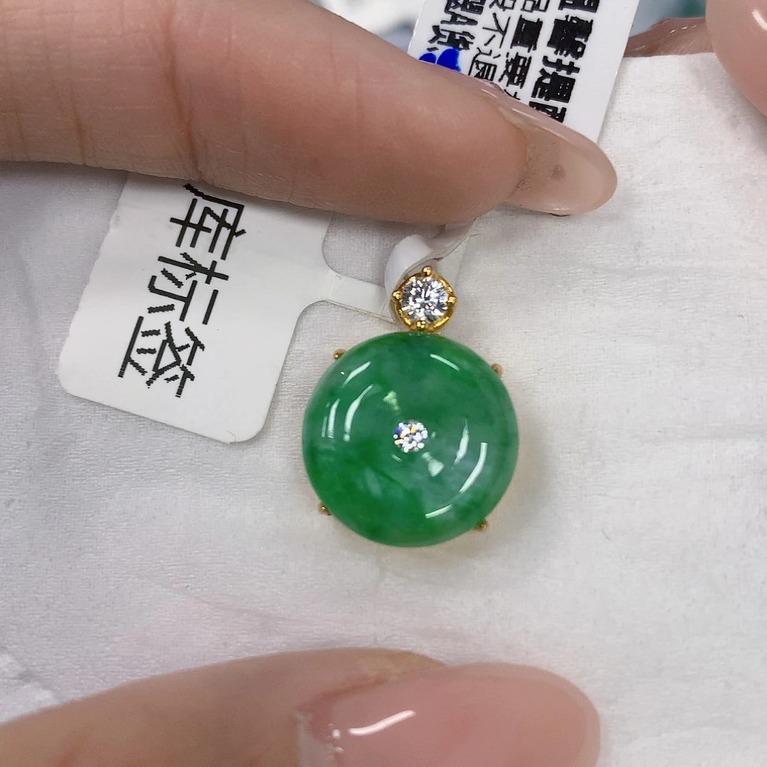 翡翠银S925镶嵌颈饰天然翡翠a货 百元以上9米证书费自理