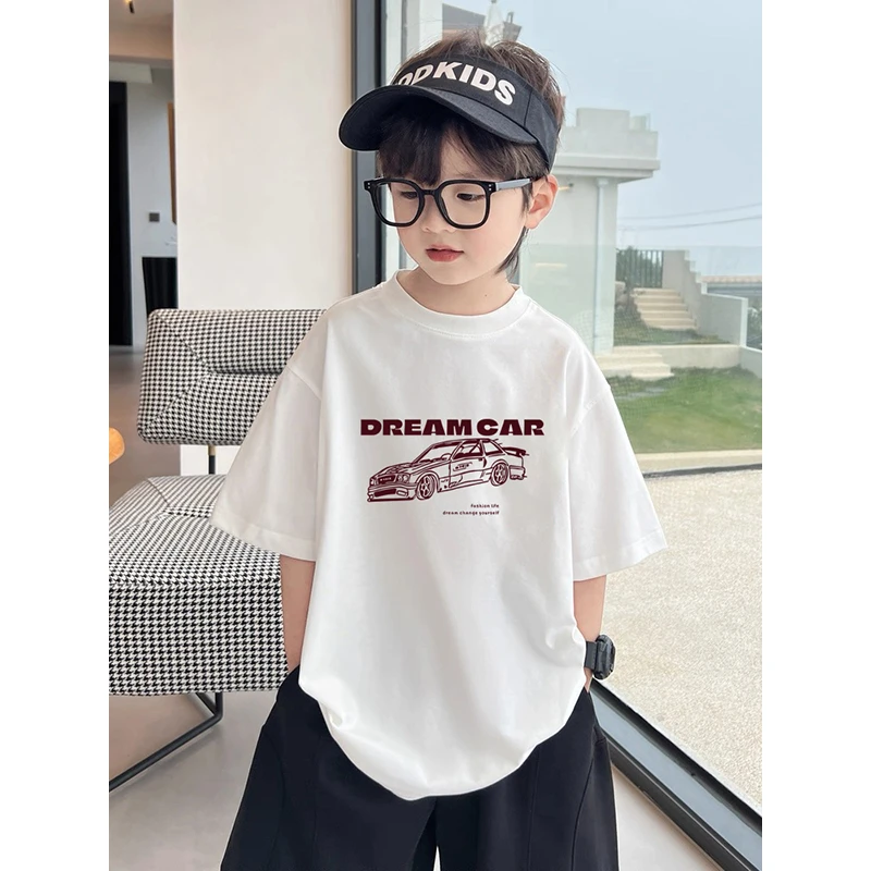 A类T恤夏季休闲宽松韩版短袖印花设计儿童女童洋气男百搭男童上衣