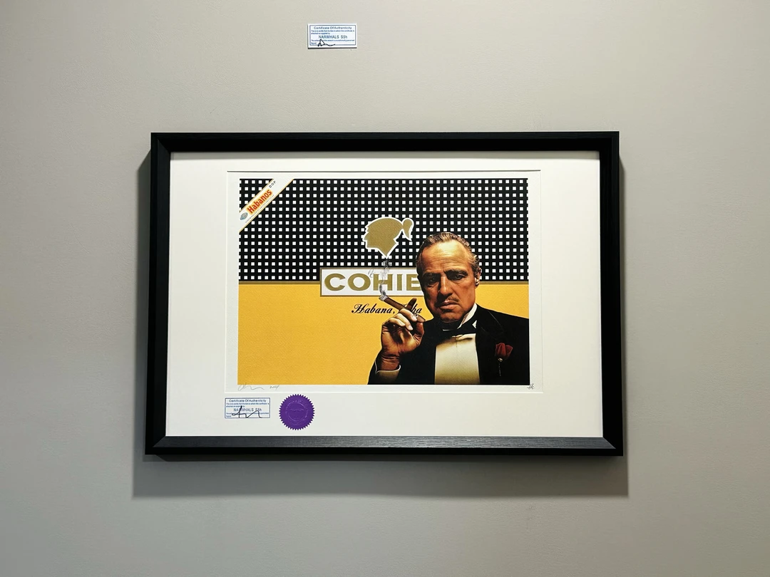 S5H正品限量版画教父&哈伯纳斯高希霸COHIBA雪茄玄关装饰画