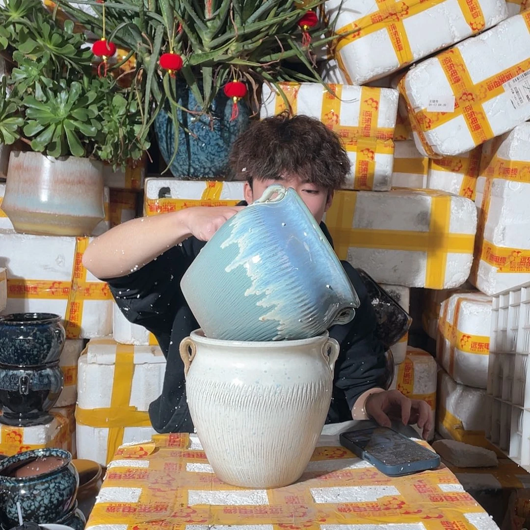 无铅玻璃宜兴紫砂花盆