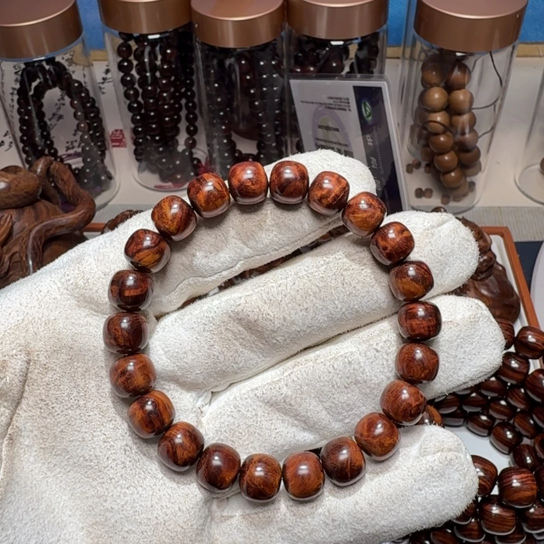 黄花梨/降香黄檀手串/手链海南黄花梨精工9.5✖️10留疤