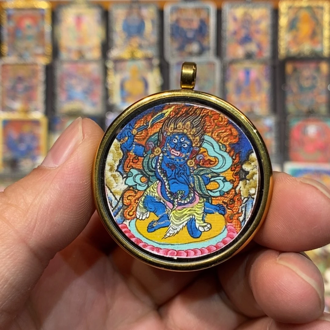 吊坠纯手绘唐卡不动