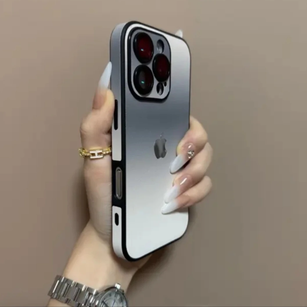 晕染渐变适用苹果15Promax手机壳简约iPhone14带镜头膜12皮质13