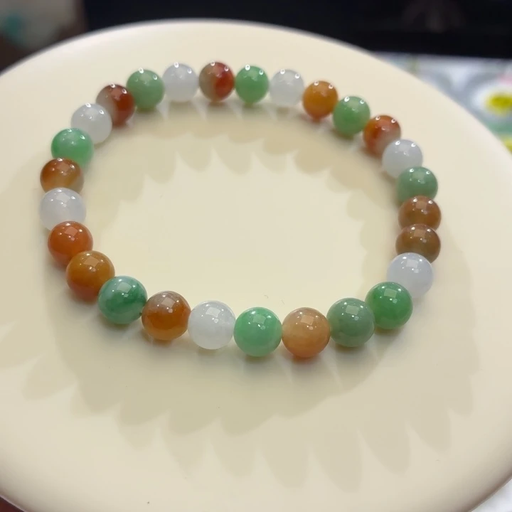 翡翠未镶嵌手链冰胶多宝卡7