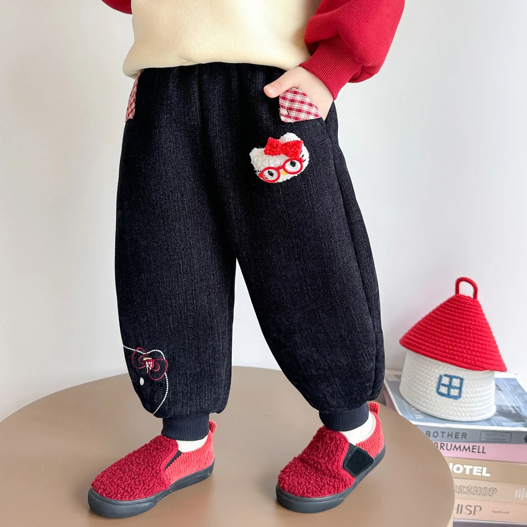 女童冬季加绒卫裤2025新款洋气时髦小女孩冬款儿童加厚一体绒裤子