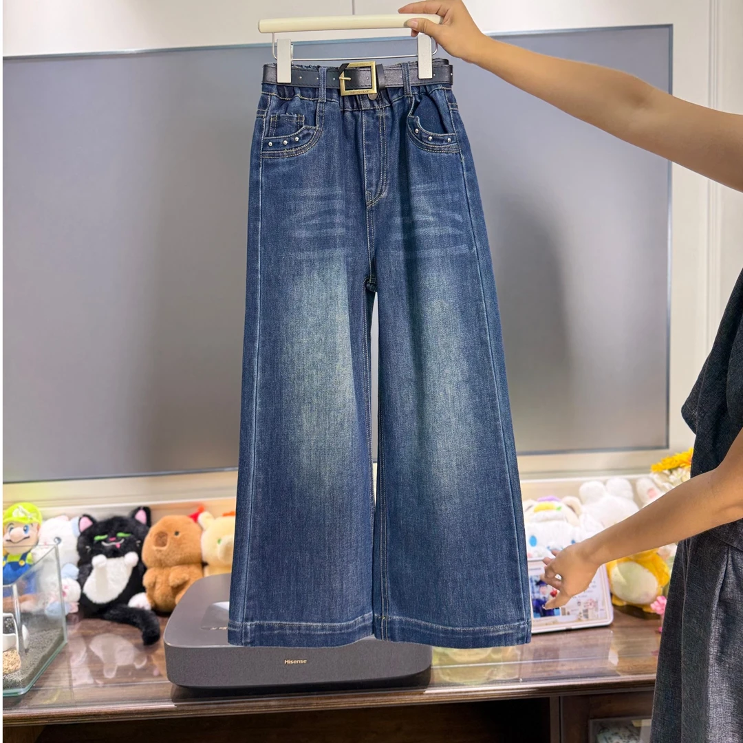 【实体品质.弹力牛仔裤】女童秋季时尚百搭窄版牛仔直筒裤&28104