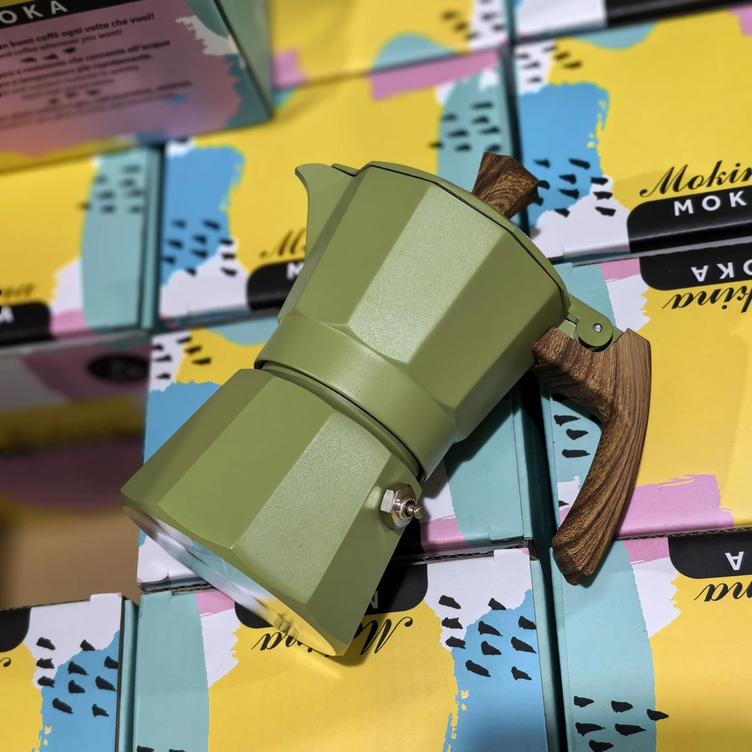 六代双阀咖啡壶旷野绿双阀摩卡壶双阀1人份咖啡壶浓缩咖啡壶