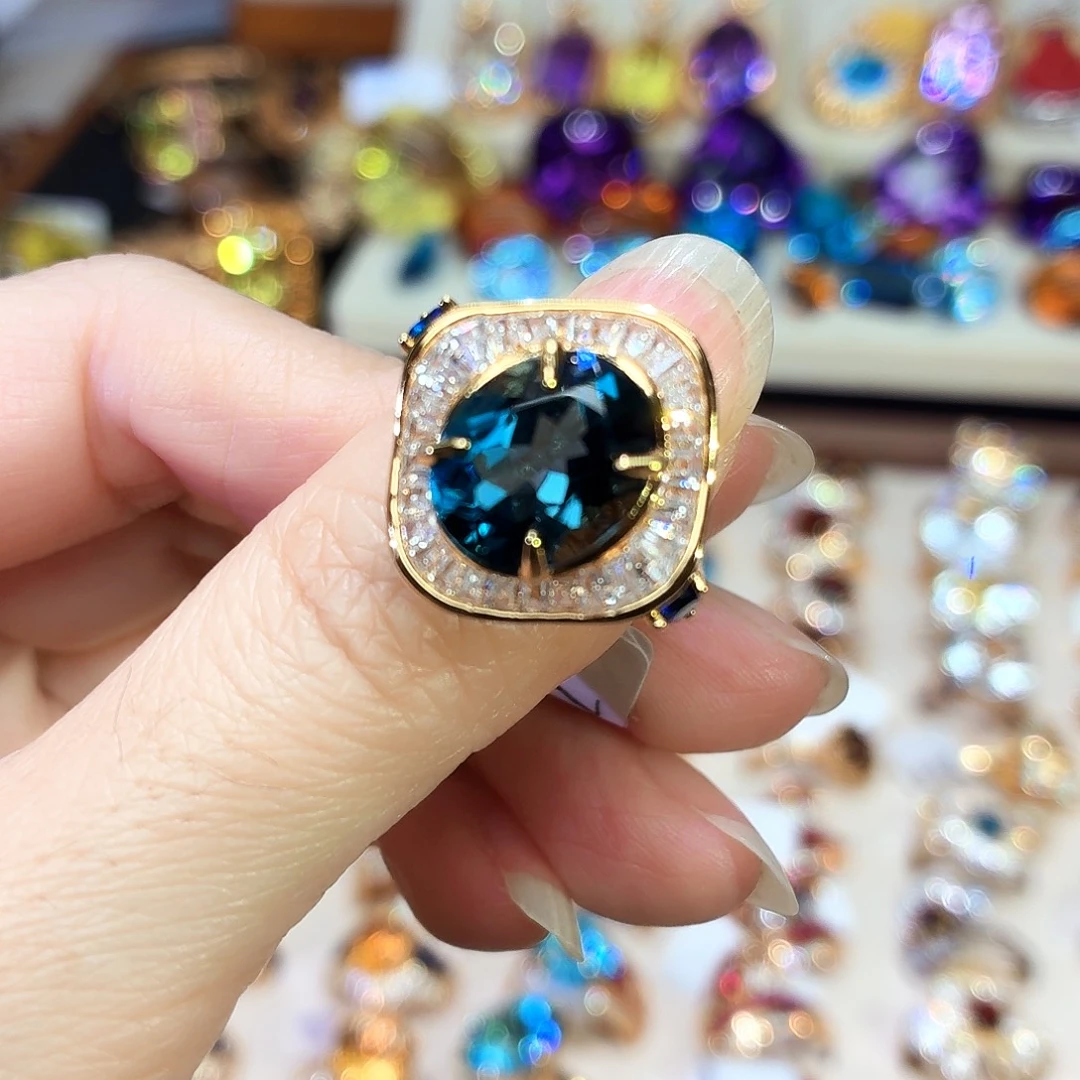 戒指银S925镶嵌托帕石