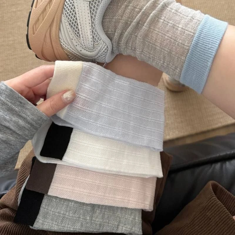 诸暨袜子女百搭堆堆袜春夏薄款无骨棉袜透气吸汗女士中筒袜ins潮