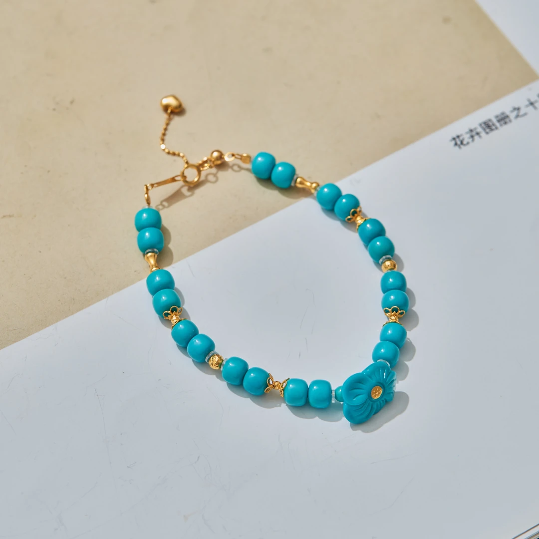 【云上雅岚】有钱花丨C58839-18K绿松手链-5mm-多样性发一件