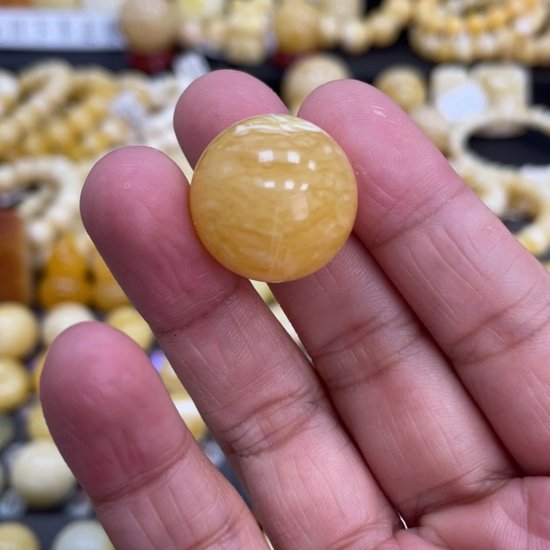 琥珀珠宝奇石未镶嵌21mm微瑕疵虎皮