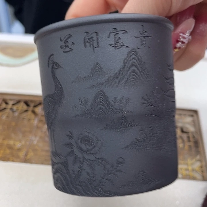 茶杯紫砂花开富贵