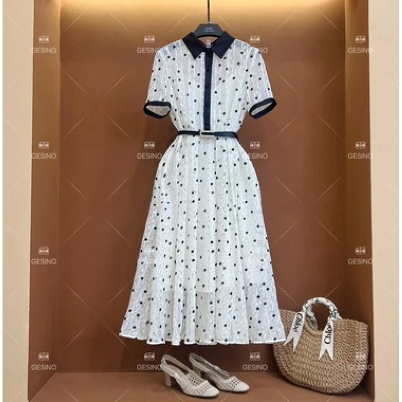 设计师轻奢款法式气质复古印花女士连衣裙CX-2024225