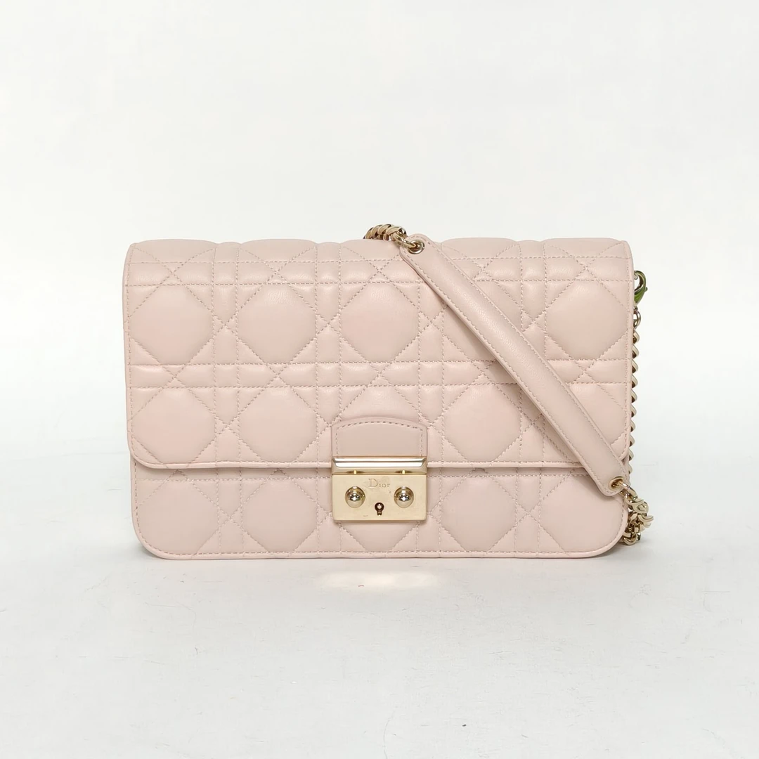 95新 DIOR/迪奥 【双双】Miss Dior 小号 21 粉色 皮革S金扣2014