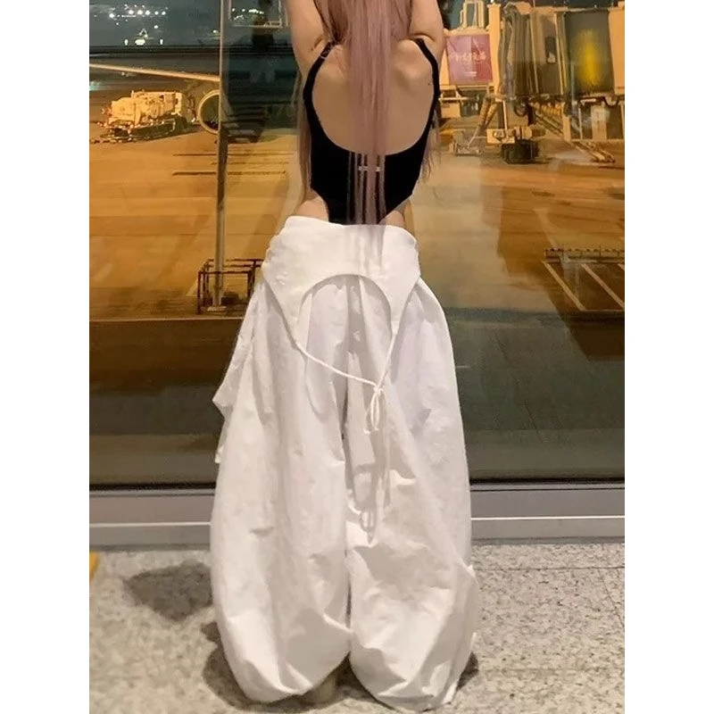 【速干防水】夏季网红复古美式设计感阔腿宽松跳舞爵士防晒休闲裤