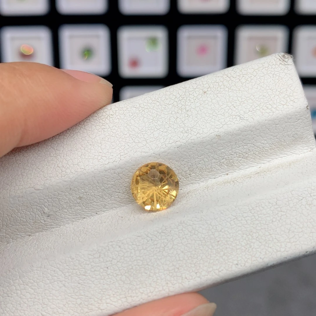 裸石未镶嵌黄晶圆8烟花切