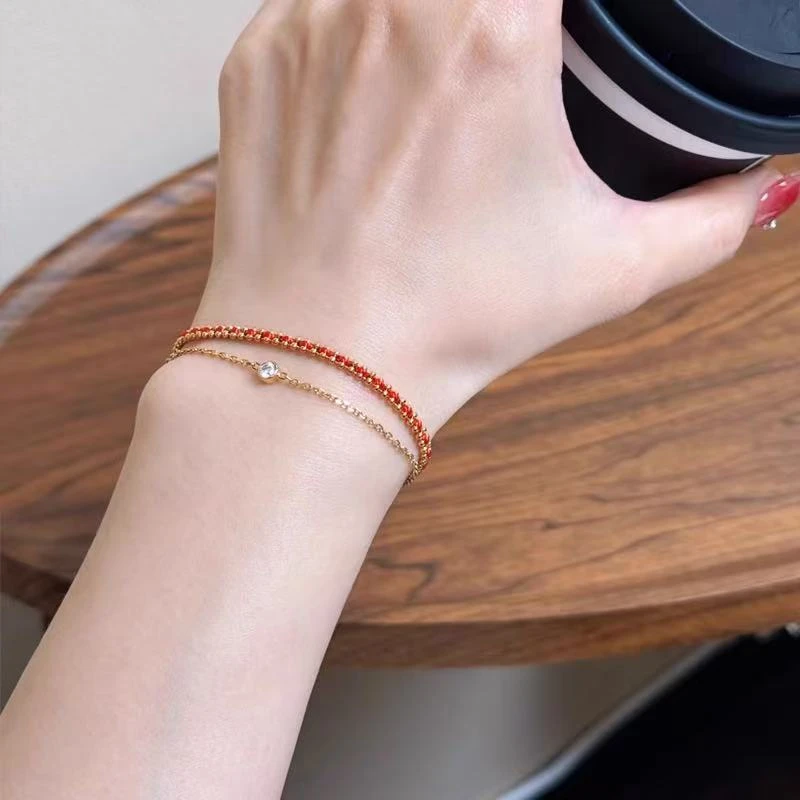 HQ-094 18k 红绳双圈 手链