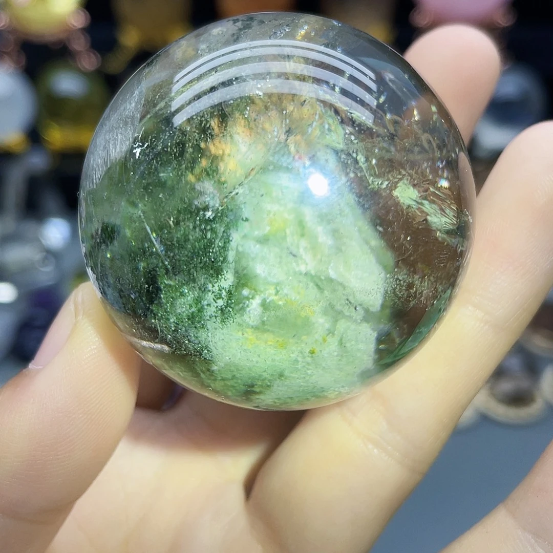 未镶嵌珠宝半成品水晶天然绿幽灵47.6mm