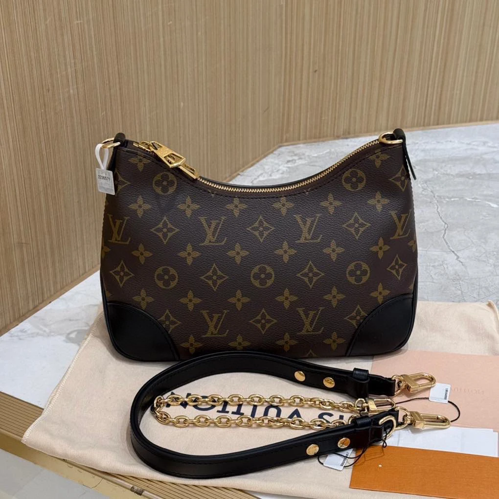 全新未使用 LouisVuitton/路易威登 老花黑牛角单肩包 芯