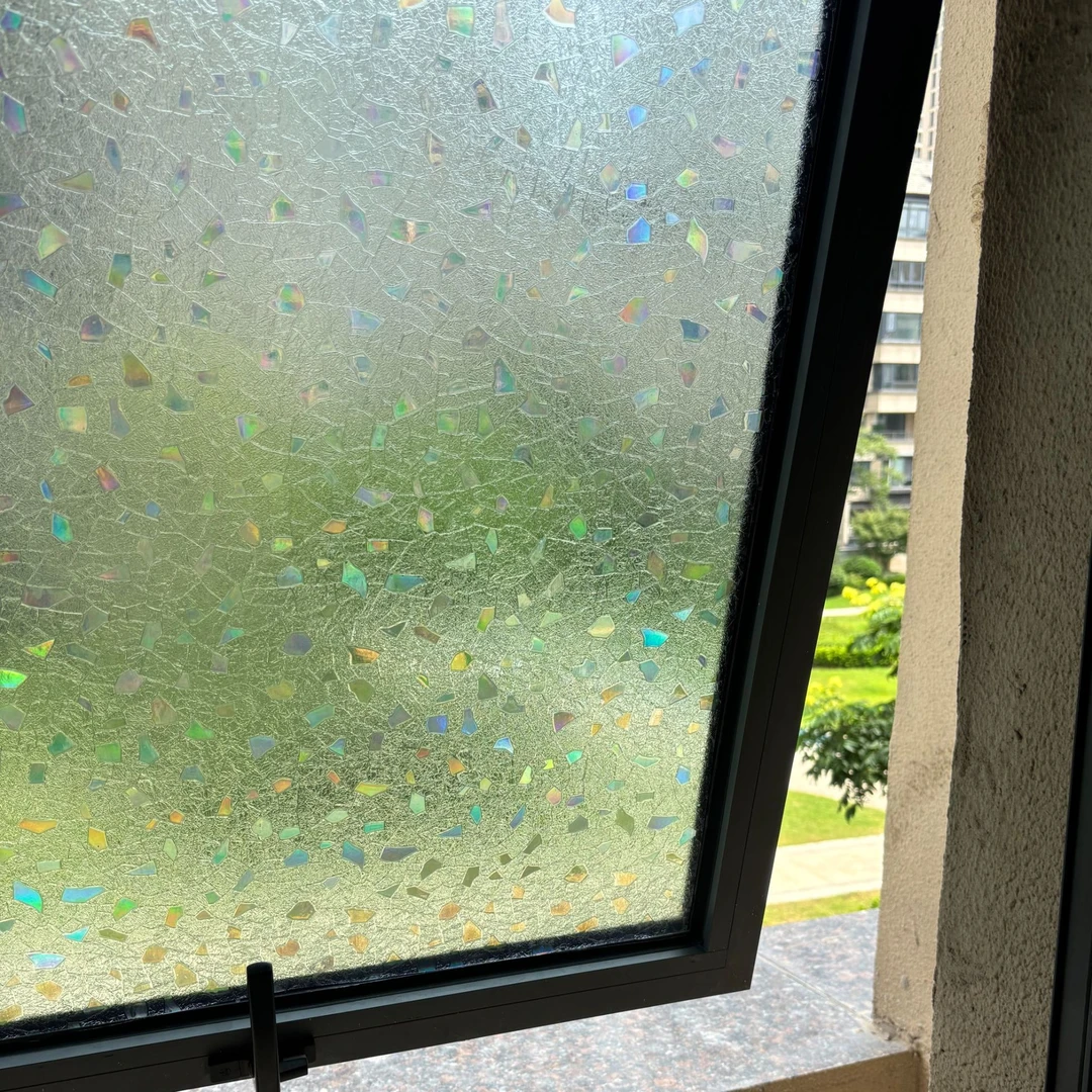 彩虹炫彩窗户玻璃贴纸透光不透明阳台门卫生间防走光免胶窗花贴膜