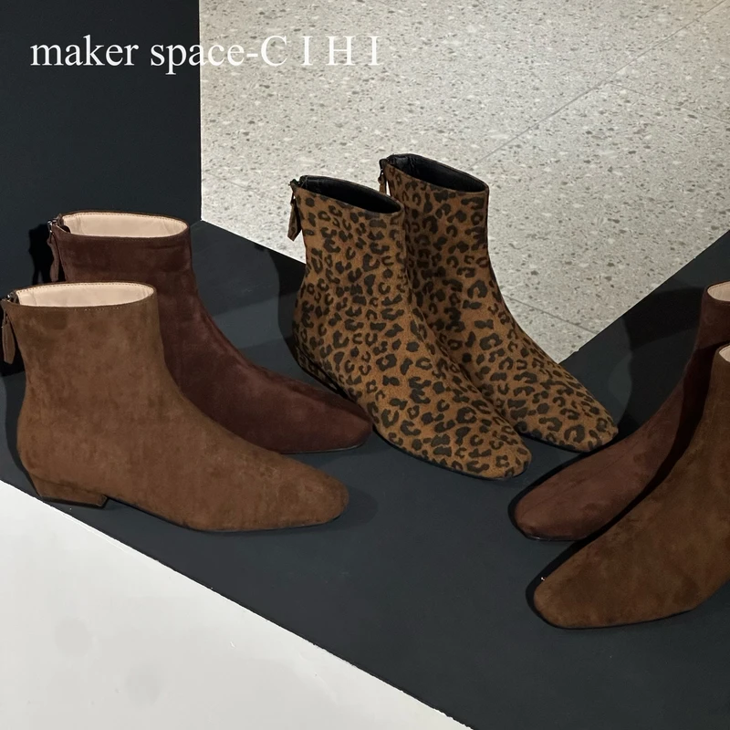 Cihi設計'makerspace'-667【福源】浪漫秋冬系 法式绒面粗跟小裸靴