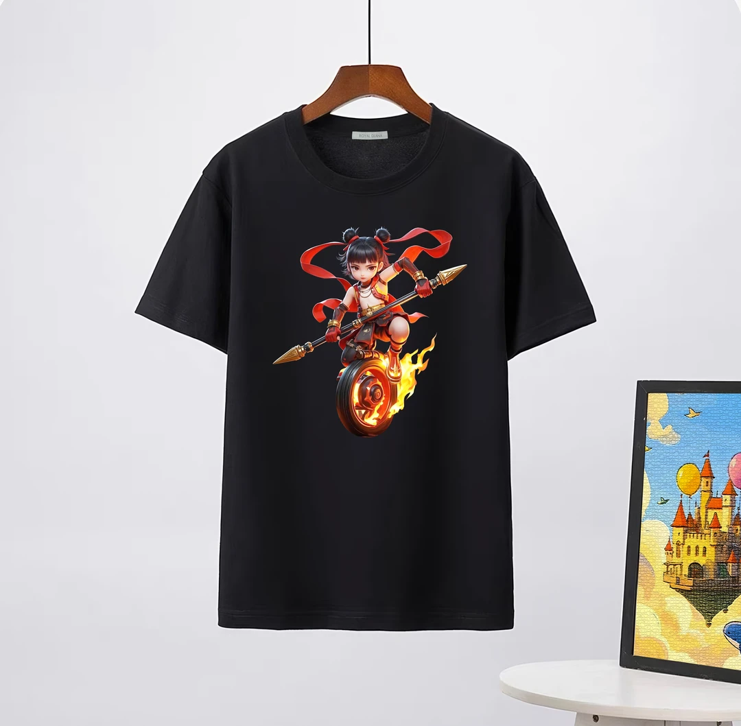 哪吒系列卡通动漫夏季短袖常规印花T恤时尚运动国风男士上衣