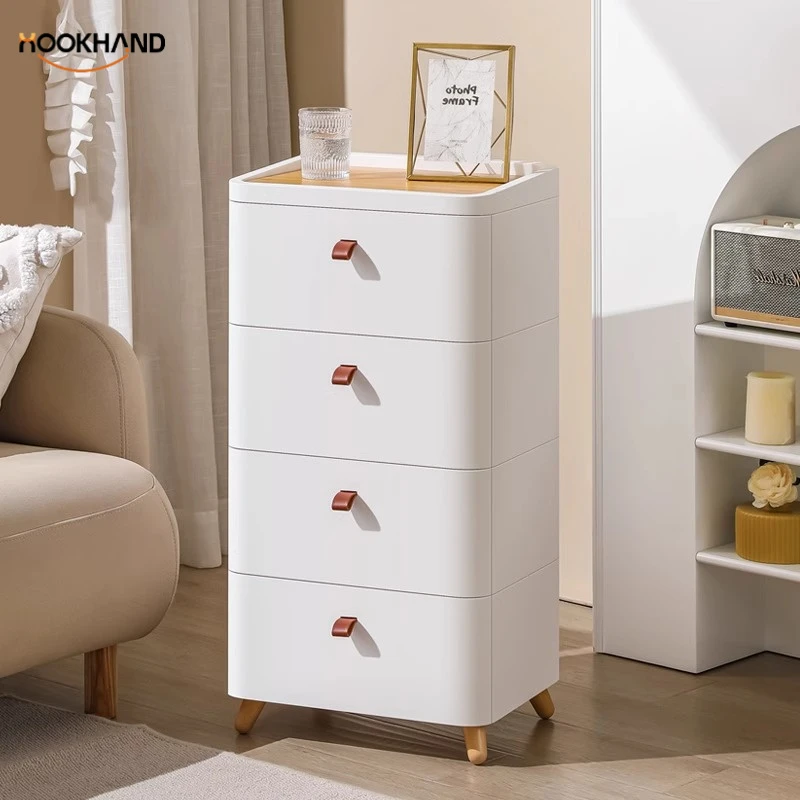 抽屉式收纳柜客厅置物柜多层家用夹缝储物柜子日式卧室床头柜
