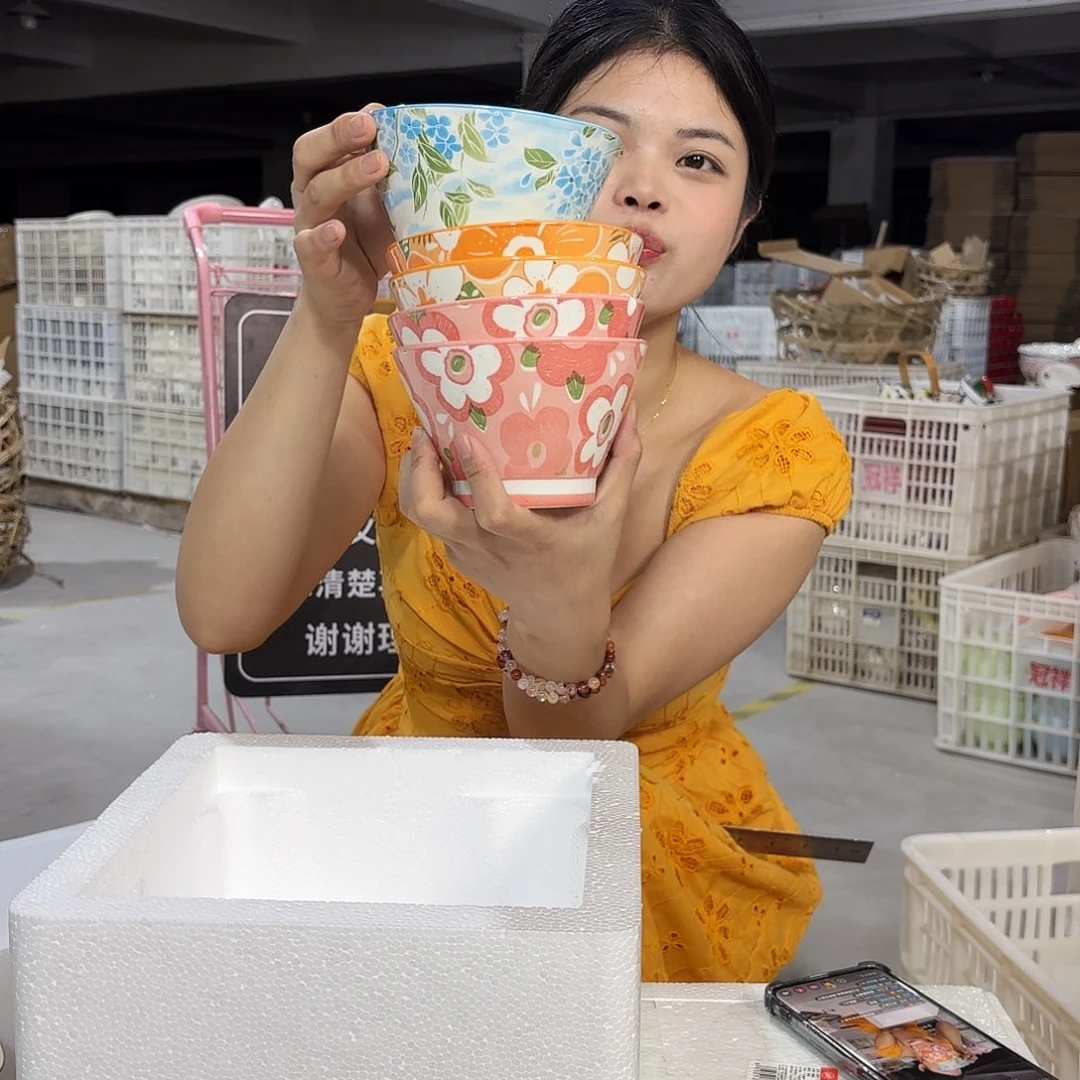 瓷微瑕陶瓷餐具釉下彩  5寸碗