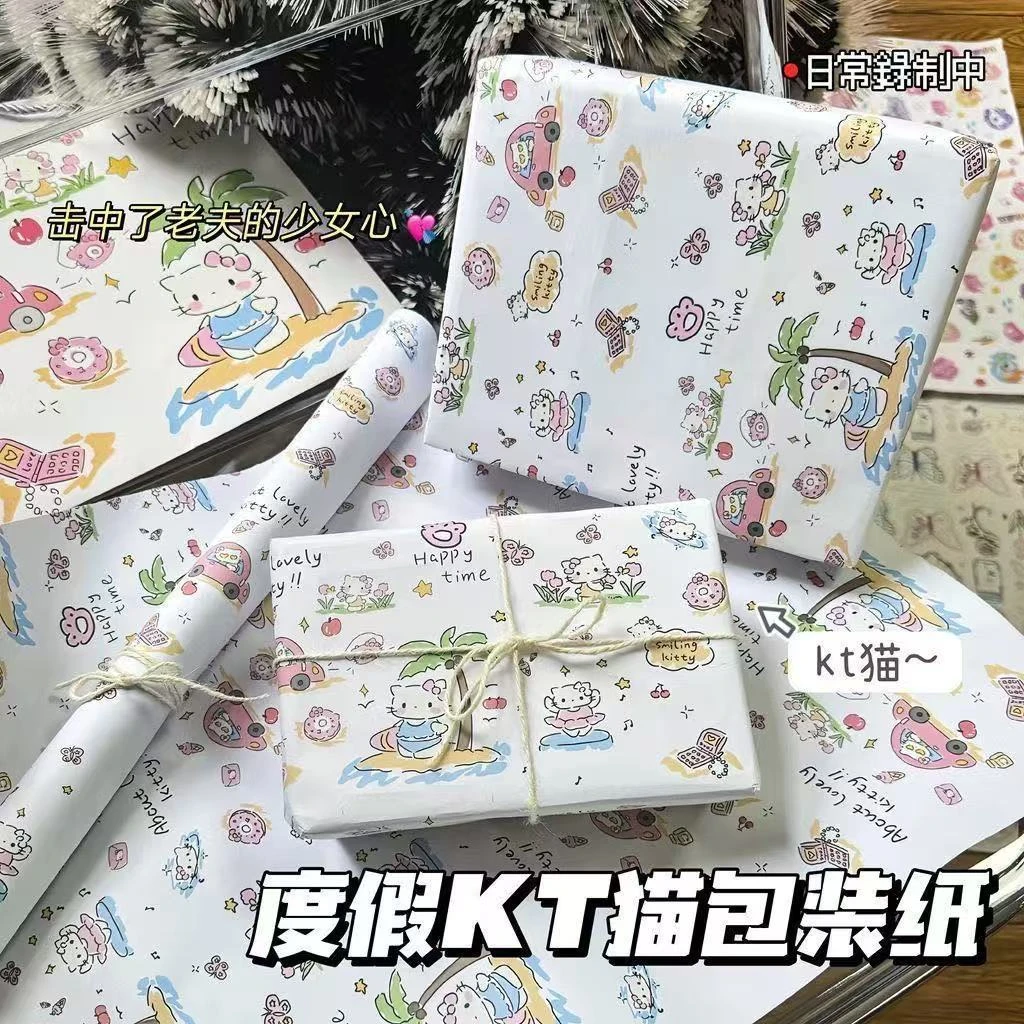Hellikitty包装纸ins高颜值蜡笔小新卡通礼物打包纸鲜花礼物包装