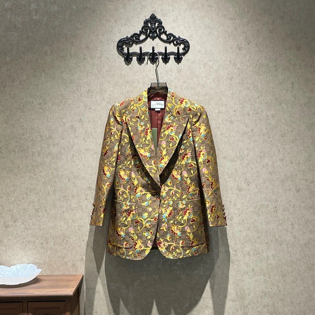 全新未使用 GUCCI/古驰 花卉老花满印西装外套/40码/99新/31394