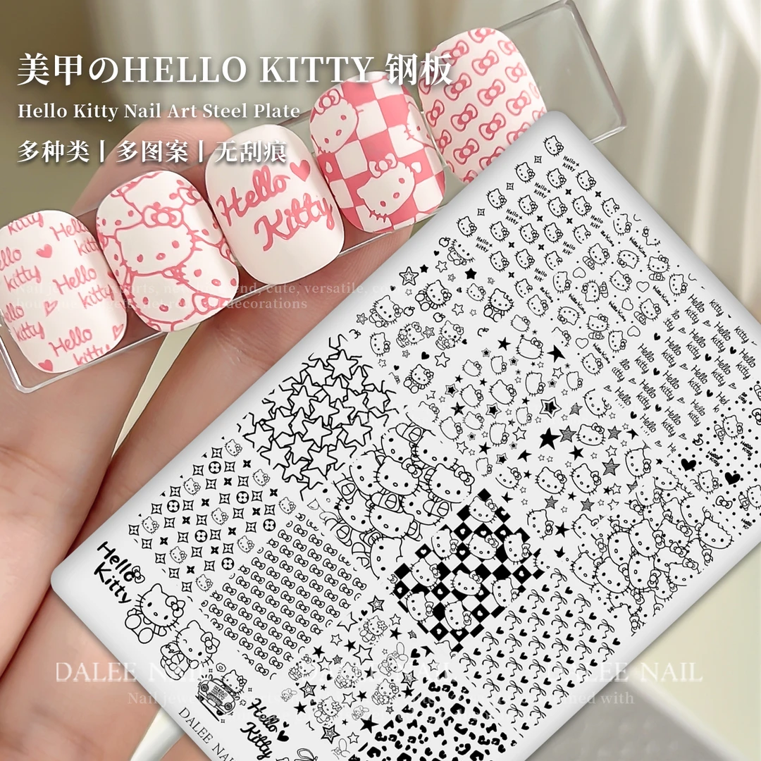 美甲印花钢板Hello Kitty猫咪蝴蝶结模板印章转印钢板工具KT猫