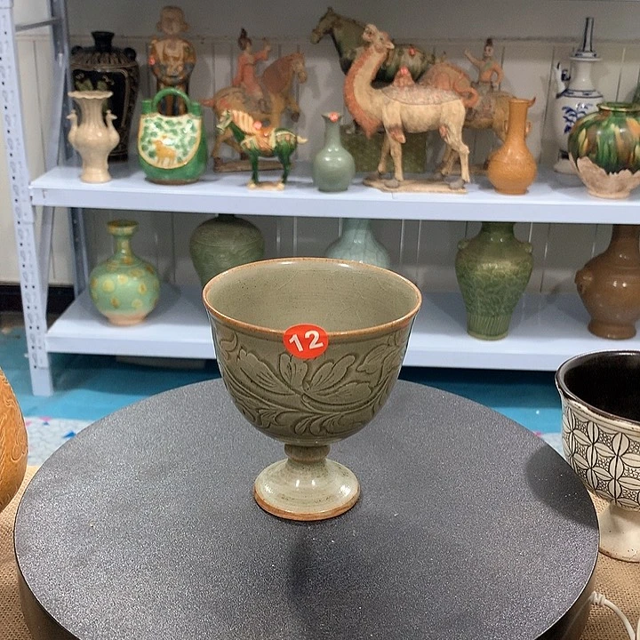 瓷片耀州窑高角杯