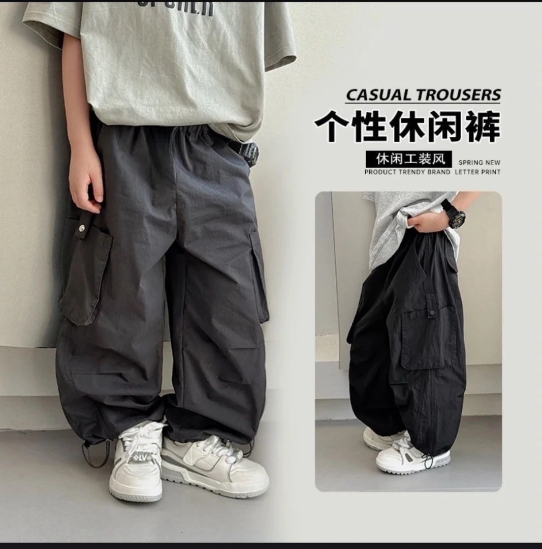 男童春夏纯棉工装裤2025新款儿童休闲裤中大童早秋痞帅长裤防蚊裤