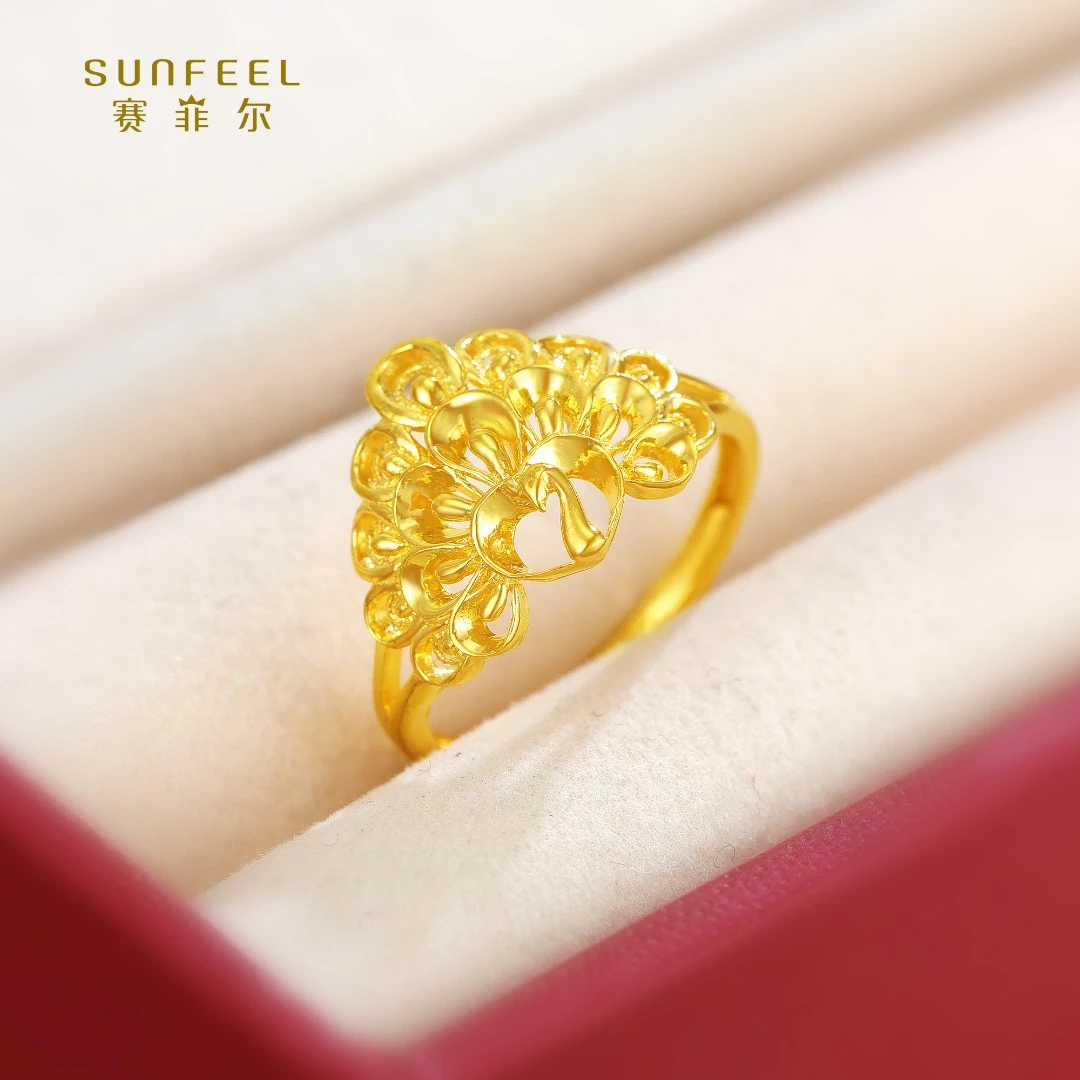SUNFEEL/赛菲尔【十七店】足金时尚艺术孔雀戒指HJ59051837