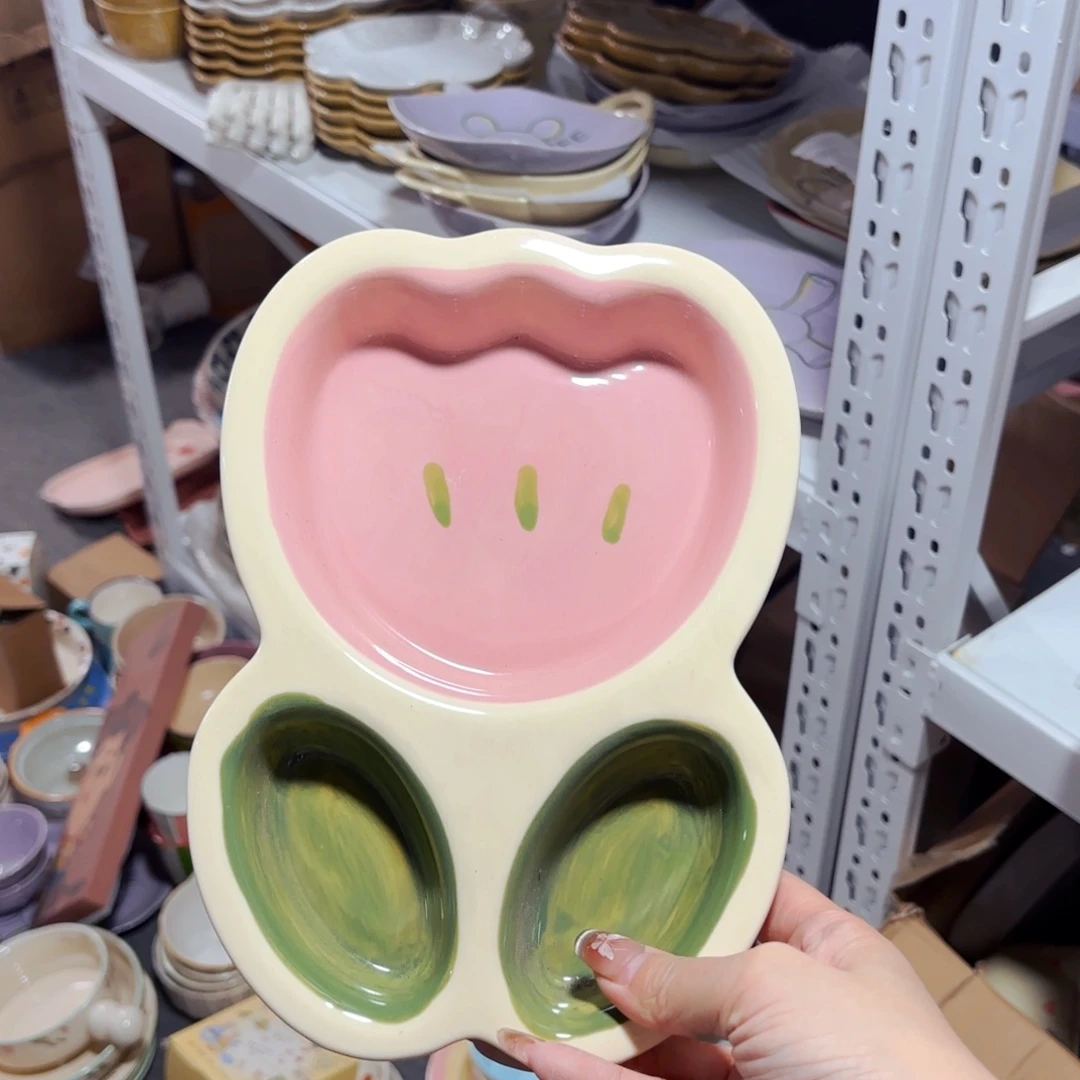 陶瓷郁金香异形盘微微瑕