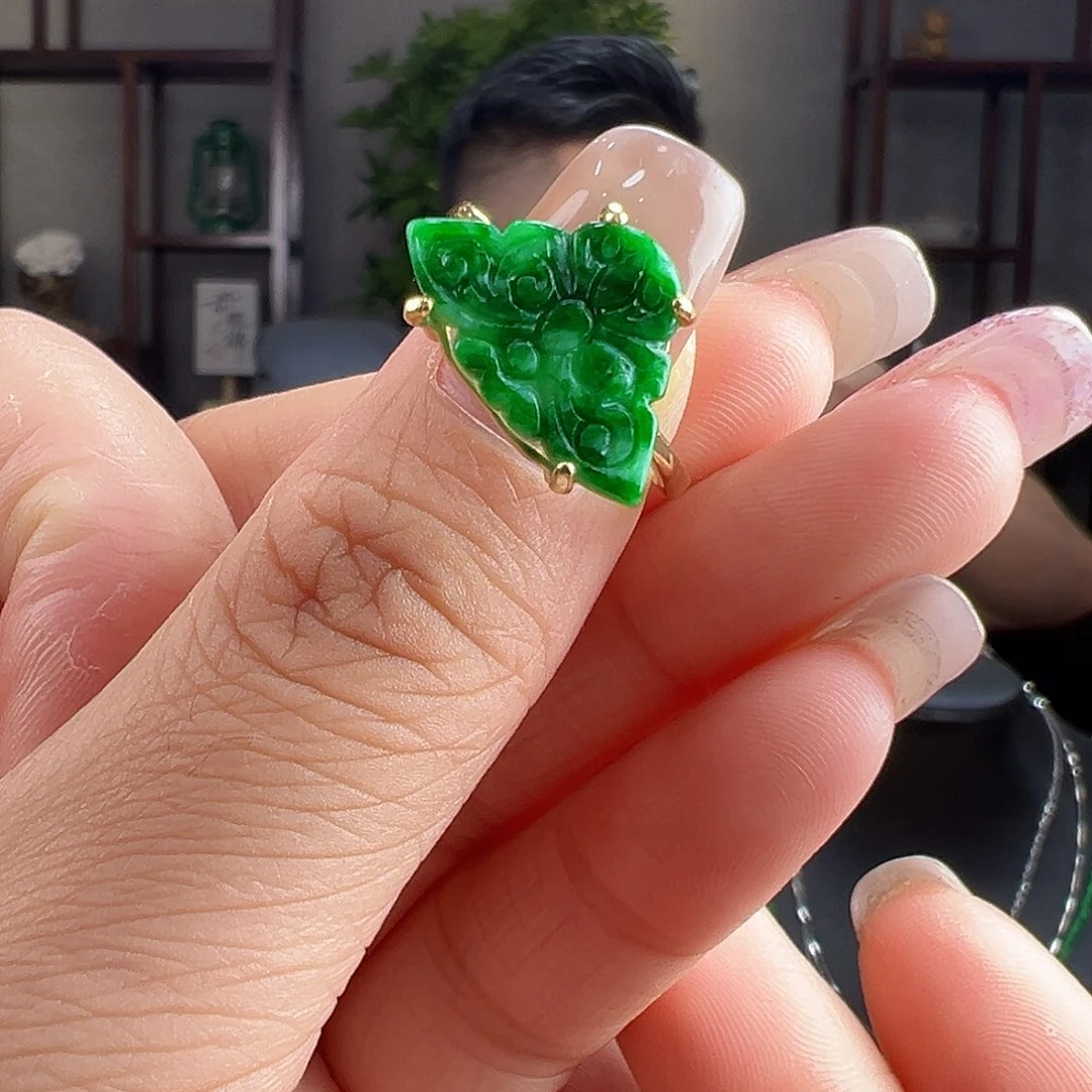 翡翠戒指银S925镶嵌戒指