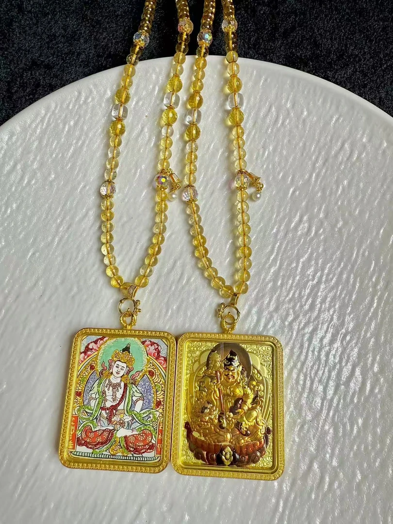 【灰姑娘原创】金刚萨埵财宝天王双面大方牌项链M3308多样性发一