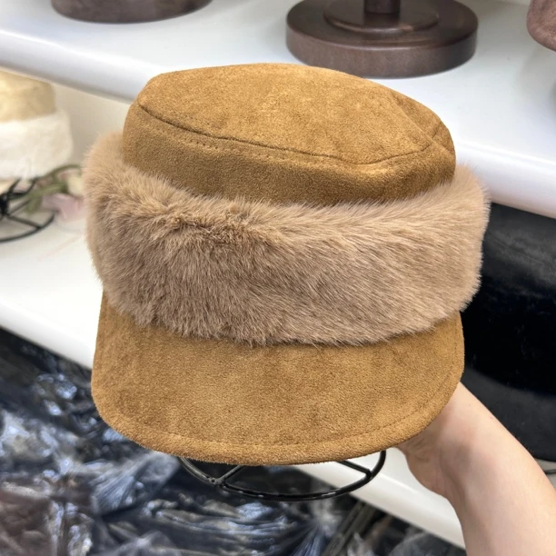 马术帽冬季毛绒平檐韩版休闲风加厚帽子鸭舌帽秋冬报童帽保暖