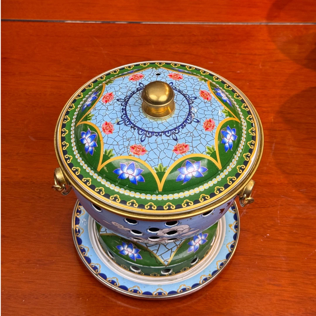 珐琅彩单人商用燃油炉珐琅火锅小火锅一人一锅纯铜小锅