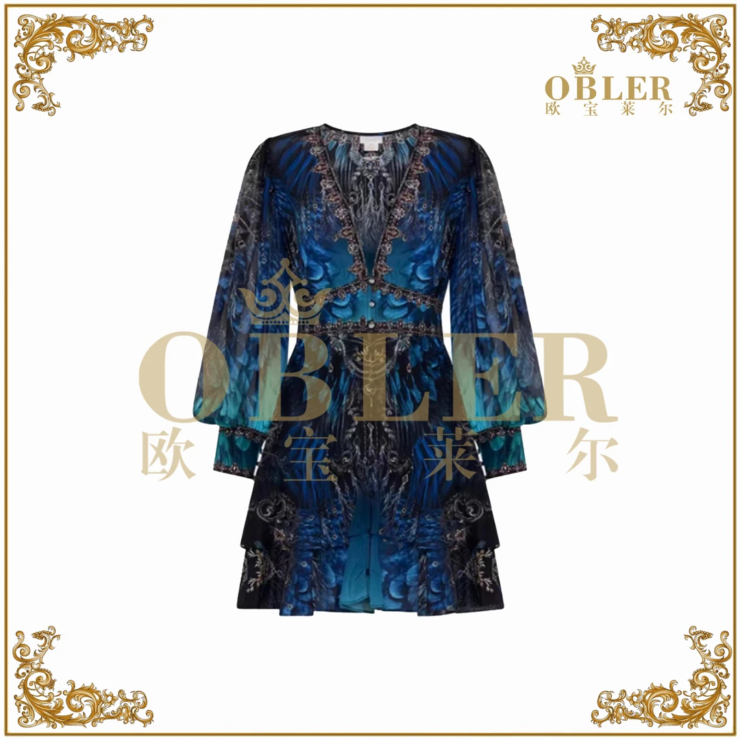 【格莱美短】OBLE 欧宝莱尔 新款 真丝连衣裙 502-5680